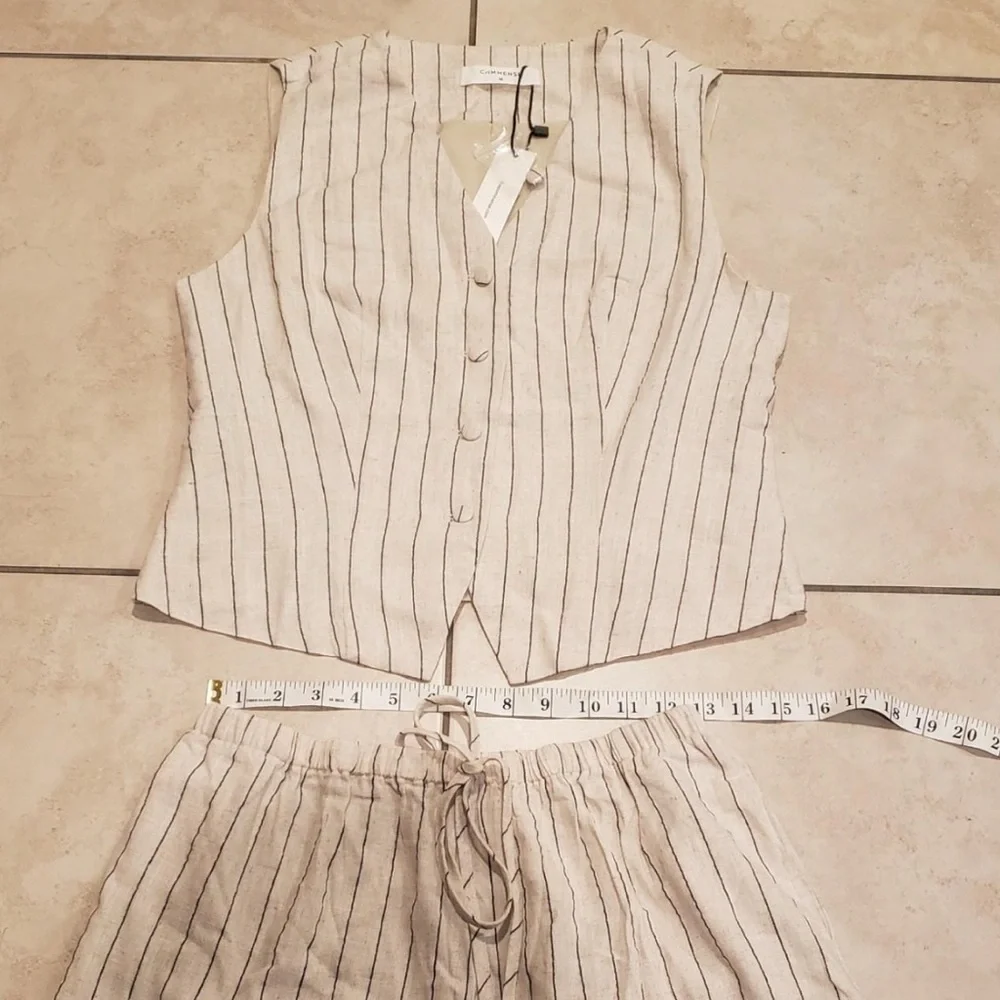 Commense striped sleeves vest and pants set - Picture 5 of 8